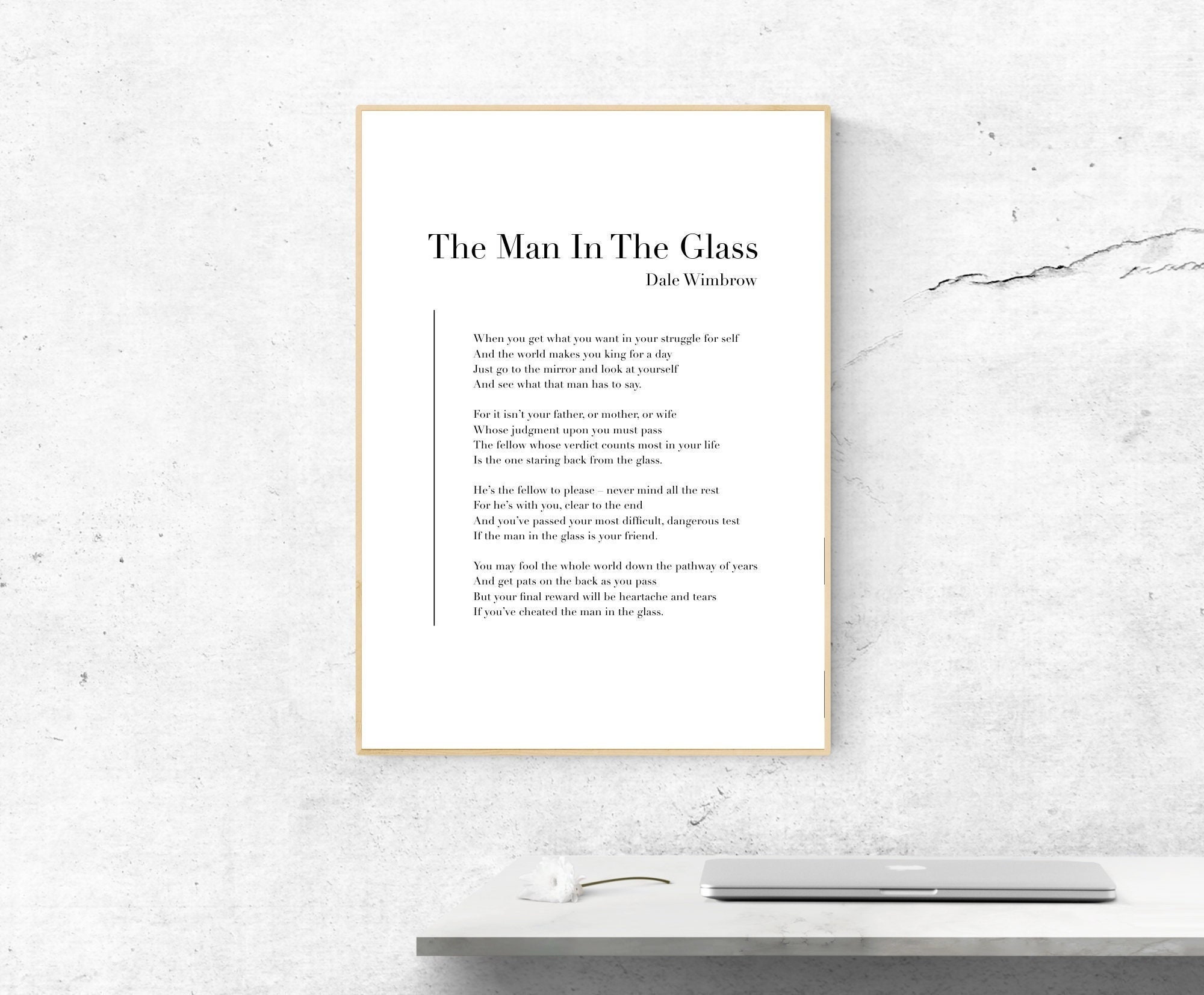 The Man In The Glass by Dale Wimbrow - Poetry Printable Poster, Literature Instant Download, Literary Home Decor, Poem Digital Wall Art