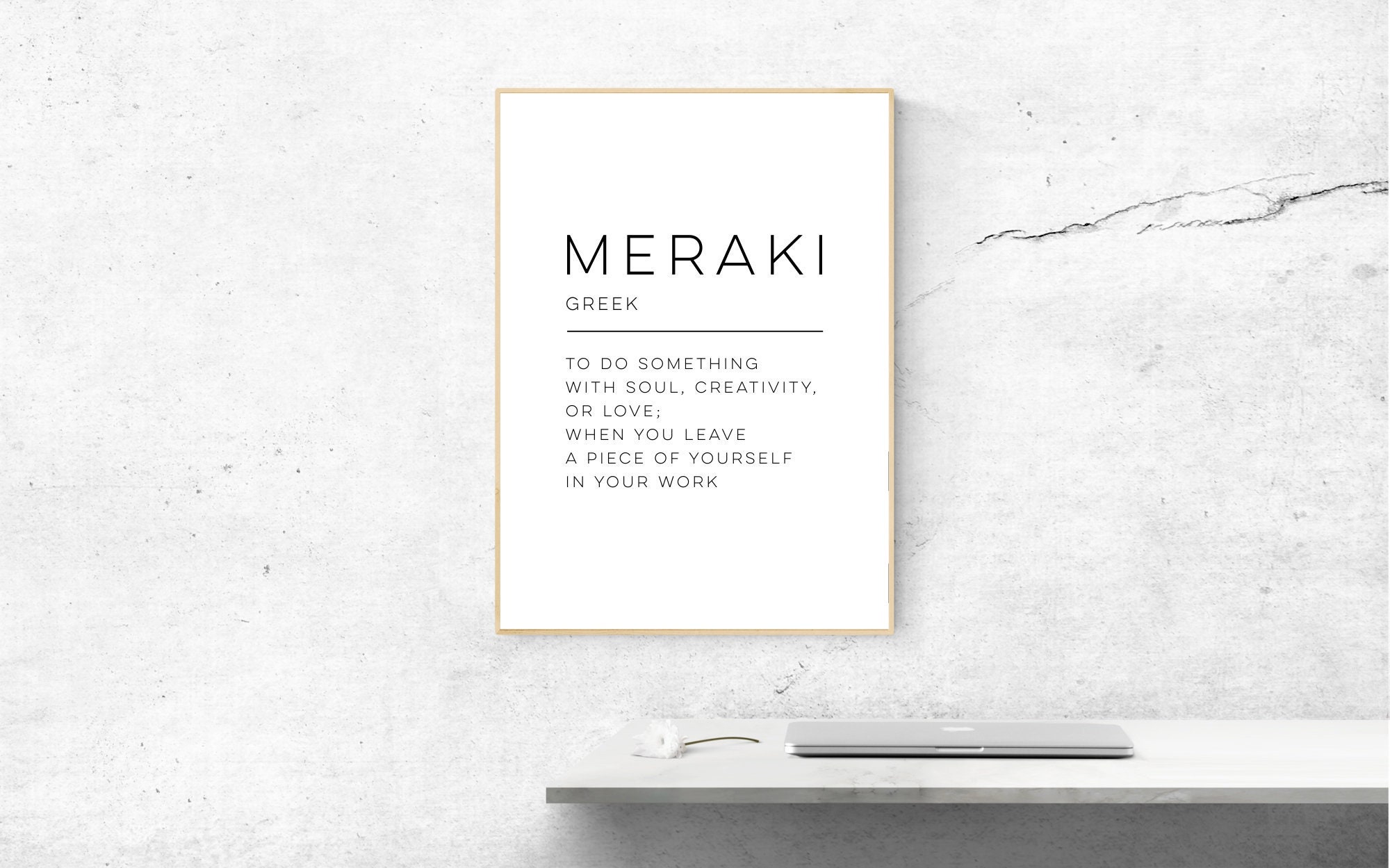 Meraki - Definition Art Print, Wall Art, Physical Print, Modern Home Decor, Word Poster Design, No Frame Included