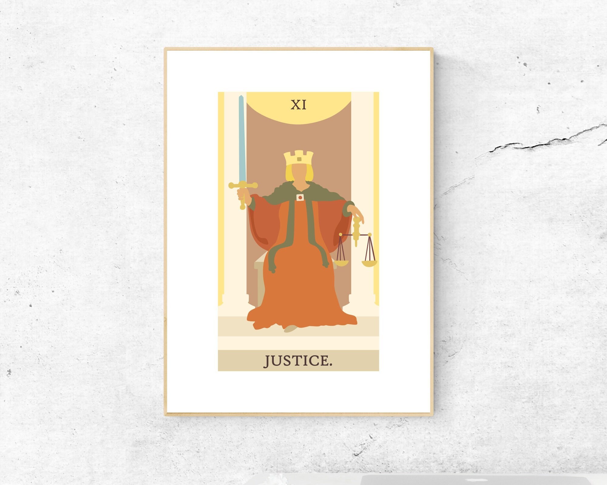 Justice Tarot Card Print Rider Waite Smith Tarot Deck Poster Major 