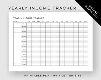 Printable Yearly Income Tracker for Small Business Owners - Instant Download, Bullet Journal Printable, Business Planner, Planning Template