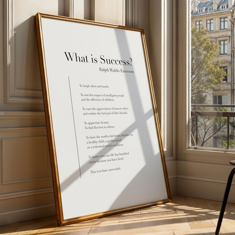 What is Success? by Ralph Waldo Emerson - Poetry Art Print, Literature Wall Art, Poem Physical Print, Modern Home Decor, No Frame Included image 1