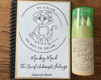 Monkey Mind Handwritten Story and Coloring Book to Explore Feelings and Emotions, Mental Health Book - by Deborah Monk