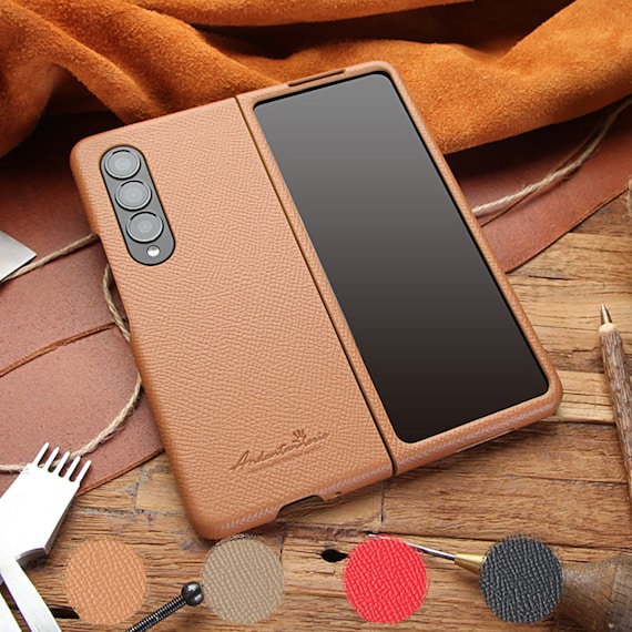 Galaxy Z Fold 4 Leather Case Calf Skin Etsy