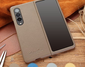 Galaxy Z Fold 5 leather case goat skin