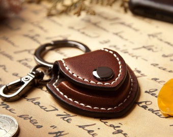 Premium Leather Guitar Pick Holder, Guitar Pick Case: Buttero Dark Brown by Andantannerie