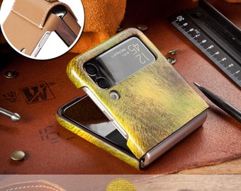 Leather Galaxy Z Flip 3 Case / 3 colors (Forest song) / by Andantannerie