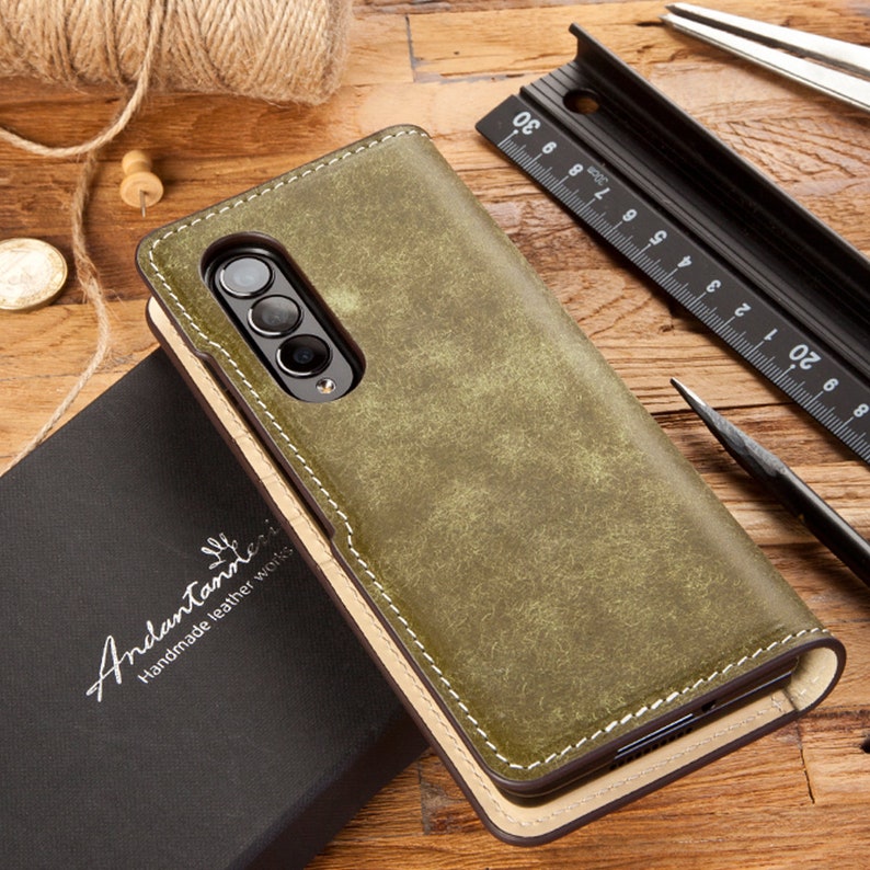 Galaxy Z Fold 4 Leather Case Etsy