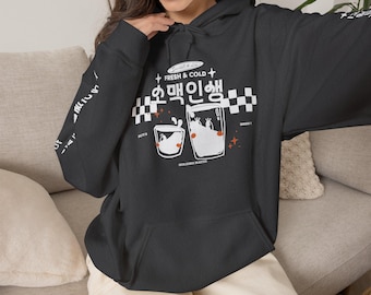 Bluza z kapturem Soju i piwo Somaek | Napis na ramieniu z piosenką z gry w picie