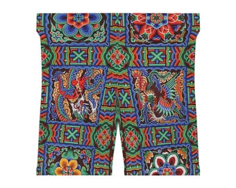 Koreańskie spodenki motocyklowe Dancheong Tile Dragon Phoenix Pattern | AOP
