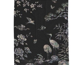 Korean Traditional Pattern Plush Blanket Throw | Ja-gae Nacre Mother-of-Pearl