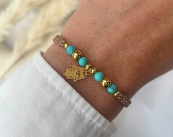 Filigree macrame bracelet Hamsa / Fatima hand lucky charm friendship