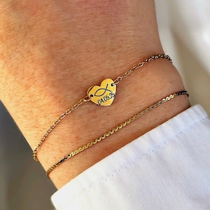Personalisiertes Armband mit Herz Anhänger | Gravur | Buchstabe | Namensarmband | Geschenk für Sie | Kommunion | Muttertag | gold | silber