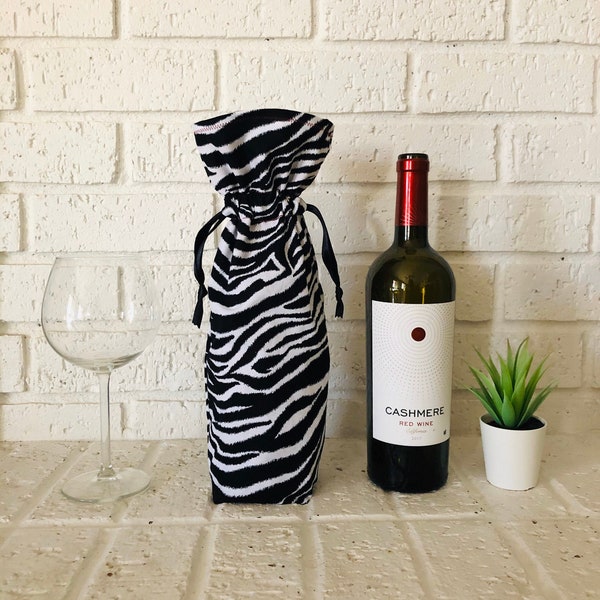 Zebra wine bag, zebra baby shower, zebra birthday, zebra print, safari baby shower decorations, safari themed baby shower, safari birthday