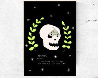 Spoopy Skull Digital Download (A4 + A5) Instant Download. Original Digital Art.