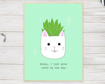 Cat Planter Digital Download (A4 + A5) Instant Download. Original Artwork.