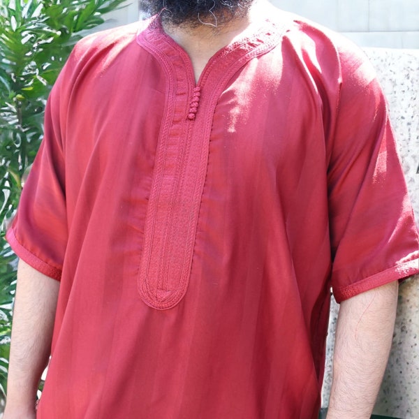 Caftan Marocain Gandora Homme Rayures Rouges