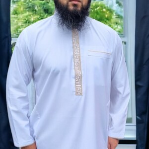 Mens Premium Thobe Jubba Gold Embroidery 3 Colours image 5