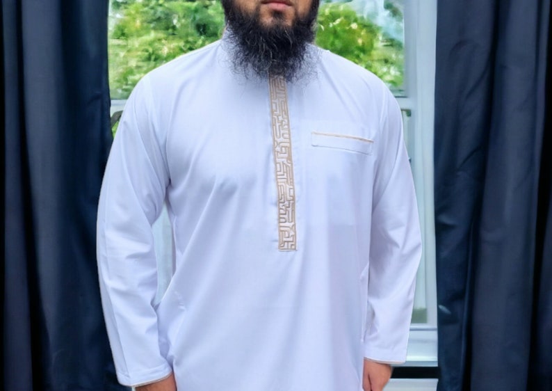 Mens Premium Thobe Jubba Gold Embroidery 3 Colours image 5