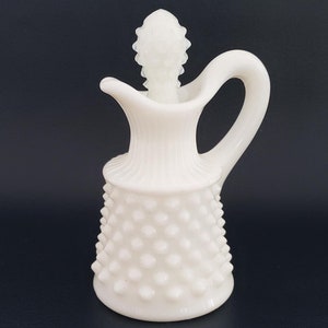 4&quot; Milk Glass Pitcher w/stopper, EUC