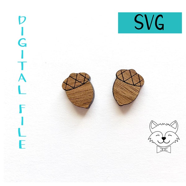 Acorn Earring Studs SVG Laser Digital File