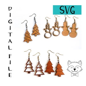 Christmas Tree and Snowman Earring File Bundle - SVG - Digital Download