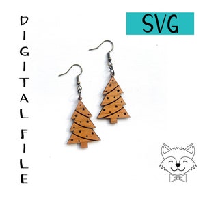 Engraved Christmas Tree Earring File - SVG - Digital Download
