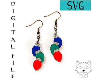 Christmas Light Dangle Earring File - SVG - Digital Download