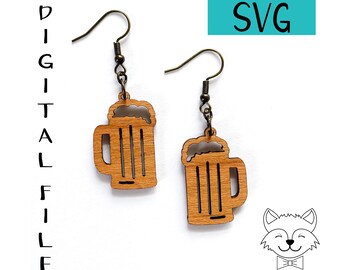 Beer Stein Mug Earring File - SVG - Digital Download