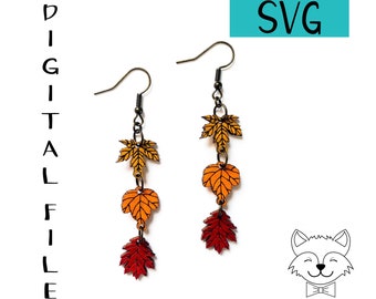 Fall Leaves Earring File SVG Digital Download