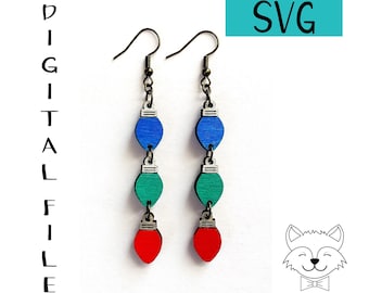 Dangling Christmas Lights Earring File - SVG - Digital Download