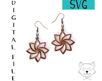 Swirl Flower Earring File - SVG - Digital Download