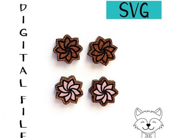 Swirl Flower Stud Earring File - SVG - Digital Download