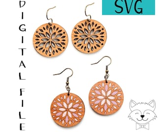 Leaf Mandala Earring Bundle - SVG - DIGITAL FILE