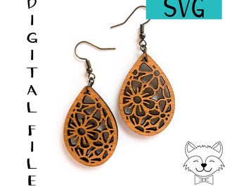 Floral Filigree Teardrop SVG Digital Download