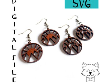 Sun & Mountains Earring File SVG Digital Download