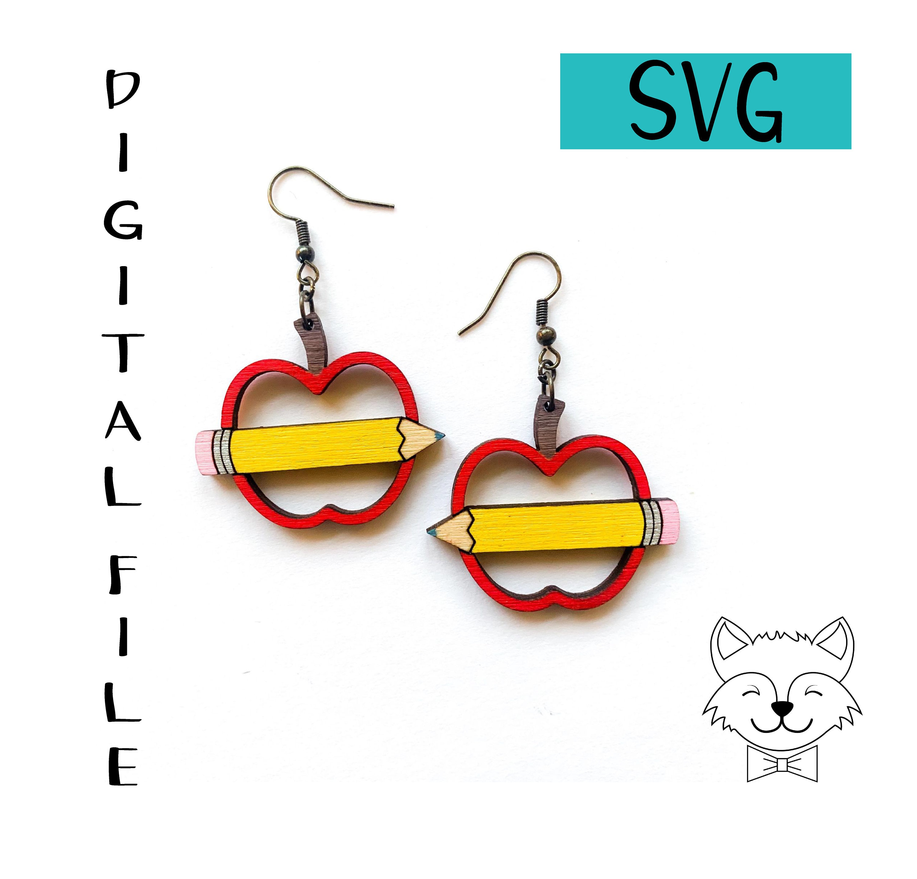 Download Teacher Pencil Apple Earrings File Svg Digital Download Etsy