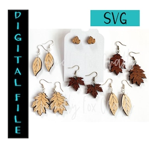 Leaf Earring SVG Bundle Oak Maple Ash