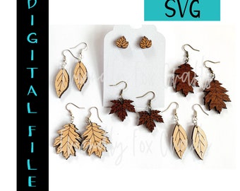 Leaf Earring SVG-bundel eiken esdoorn essen