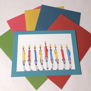 Carte de voeux de Hanoukka, carte dessinée/peinte à la main, parfaite pour l'encadrement, à offrir, décoration de Hanoucca, menorah, carte vierge