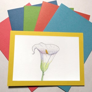 Carte de voeux Lys, toutes les occasions, carte dessinée/peinte à la main, carte de condoléances, anniversaire, fête des mères, merci, portez-vous bien, je pense à vous