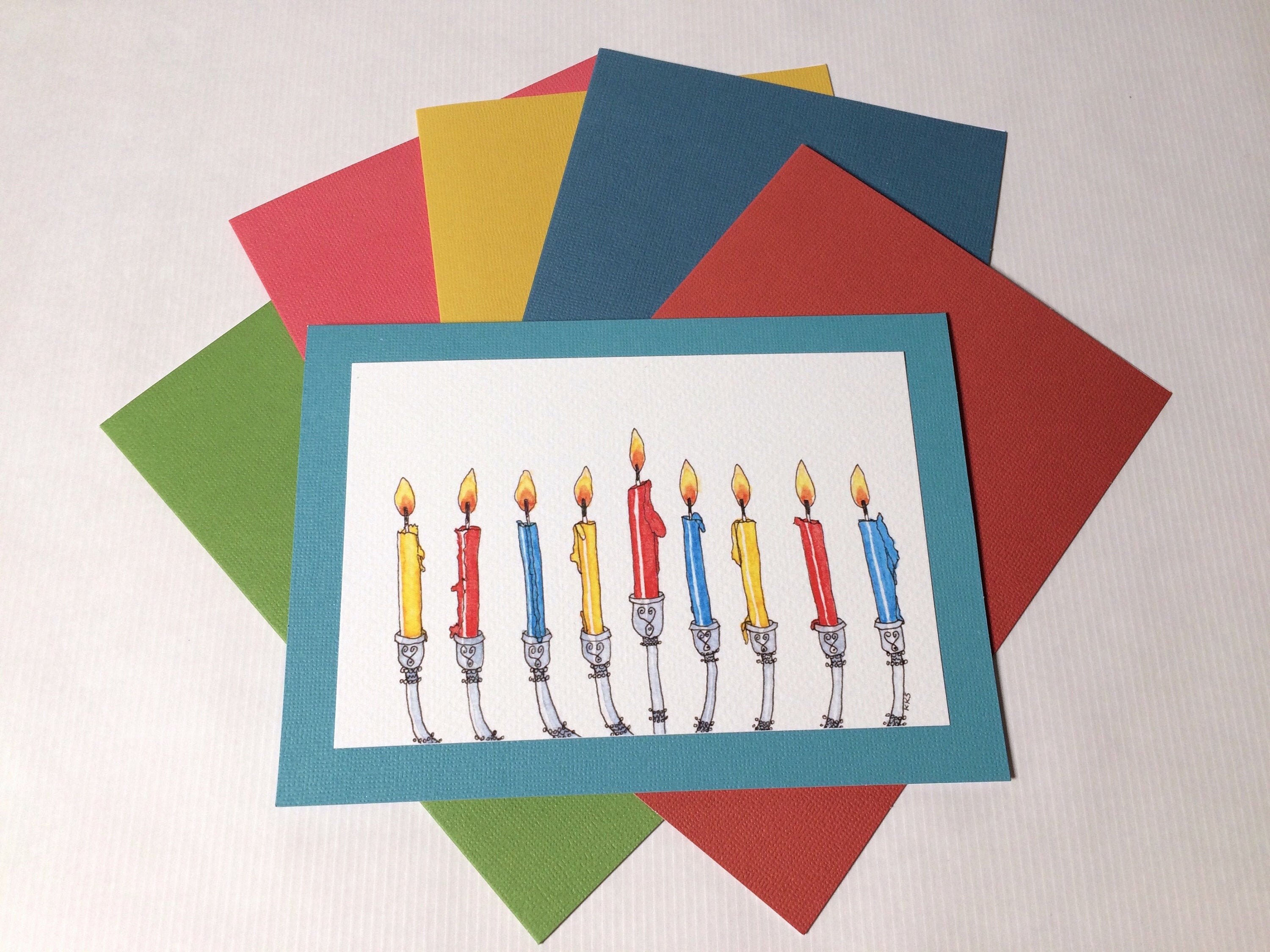 Hanukkah Greeting Card Hand Drawn/hand Painted Card Perfect - Etsy
