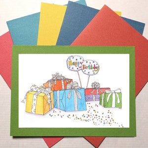 Cartão de aniversário, cartão de aniversário desenhado/pintado à mão, cartão em branco, convites de aniversário, cartão de aniversário para todas as idades, cartão de aniversário divertido