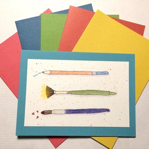 Carte de voeux pour amateurs d'art, dessinée/peinte à la main, pour toutes les occasions, carte vierge, merci, Saint-Valentin, artistes, carte de professeur, anniversaires
