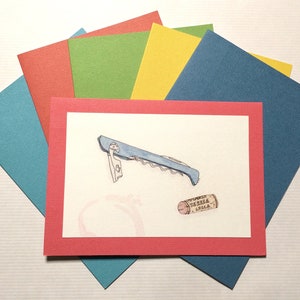Cartão de felicitações para amantes de vinho, cartão desenhado/pintado à mão, qualquer ocasião, cartão em branco, obrigado, convite para festa, bartenders, colecionadores de vinho