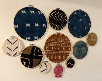 Brown and Black Mudcloth Wall Hanging, Mudcloth Hangings Set, African Textile Wall Hanging, Vintage African Décor