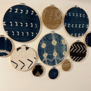 Circle Mud cloth Wall Hangings, Textile Wall Art, African Fabric Wall Hoops