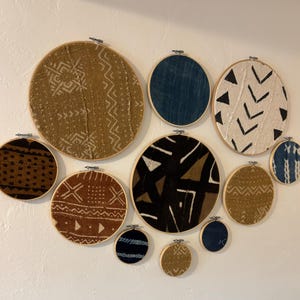 Wall Hanging Set, Black, Brown, Mudcloth Wall Hangings, African Mud Cloth Wall Hangings, Bambara Mudcloth