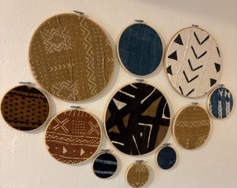 Wall Hanging Set, Black, Brown, Mudcloth Wall Hangings, African Mud Cloth Wall Hangings, Bambara Mudcloth