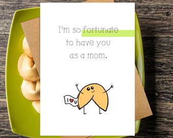 Fortune Cookie Card for Mom | Mom Birthday Card | Happy Mother's Day Card | Funny Pun Card | Cute Funny Card | Handmade Greeting Card