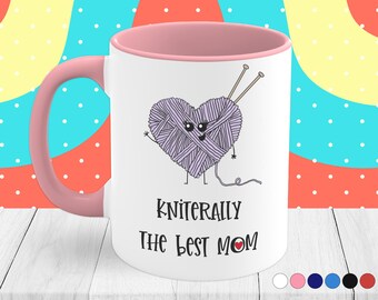 Kniterally the Best Mom Funny Pun Coffee Mug | Mom Birthday Gift | Mother's Day Mug | Cute Kawaii Coffee Cup | 11 oz Mug | For Mom From Kids